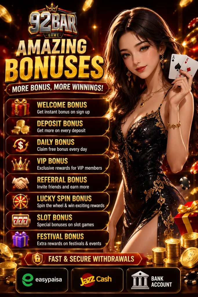 92Bar Game bonuses list